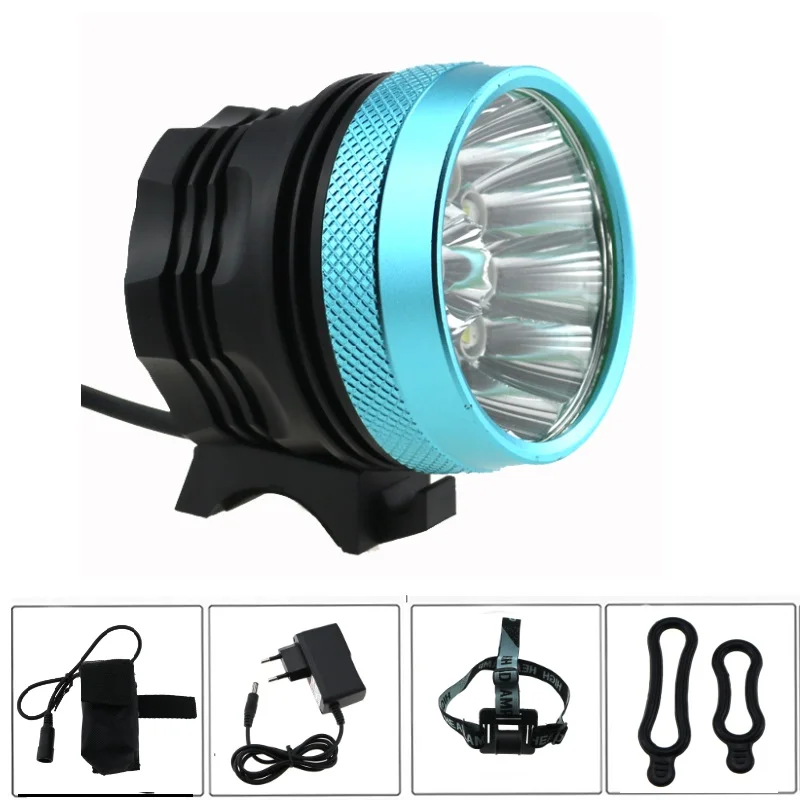 

Waterproof 15000 Lumens 9x Cree XM-L T6 LED Bike Light Torch Head Headlamp For Bicycle + 18650 Battery Pack + Charger