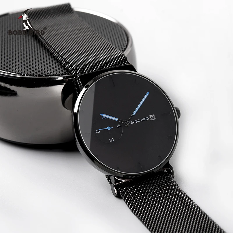 relogio masculino BOBO BIRD Men Watch Luxury Stainless Steel Date Display Quartz Watches Women Gifts Accept LOGO Drop Shipping