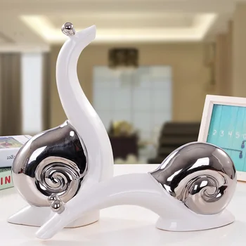 

silver ceramic snails lovers home decor craft room decoration ceramic handicraft ornament porcelain figurines wedding decoration