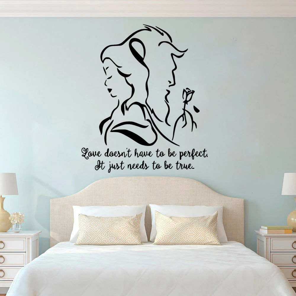 Beauty And The Beast Wall Decal Romantic Vinyl Wall Sticker Bedroom