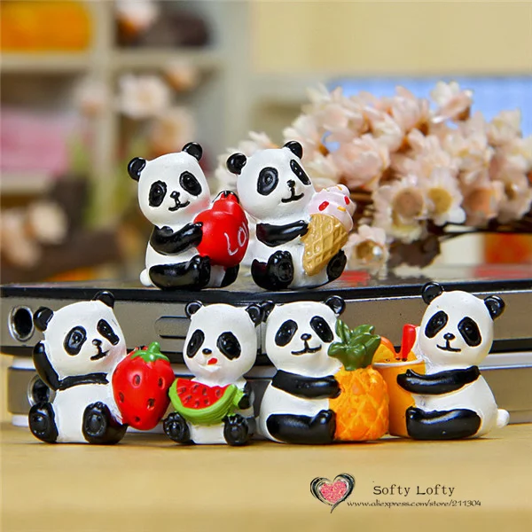 Cute Panda Mini figures pvc toys 6pcs - Front 2