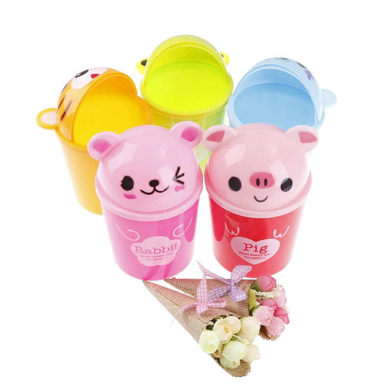 Trash Can Cute Animal Eco-friendly Plastic Mini Table Dustbin Sundries Barrel Storage Tank Desktop Garbage Receive Box Ash-bin | Дом и сад