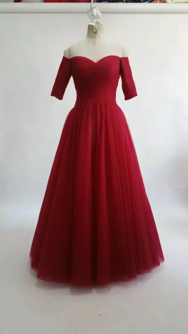 burgundy designer evening gown 2016 off shoulder