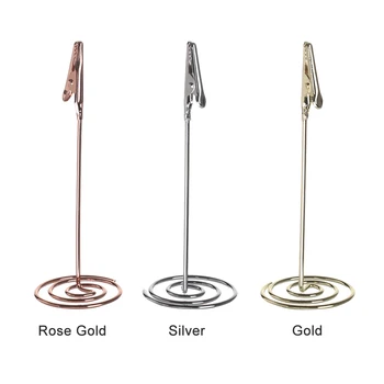 

Fashion Desktop Decoration Place Card Holder Romantic Rose Gold Clamps Stand Metal Photos Clips Wedding Table Number Stand
