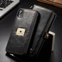 

CaseMe Flip Phone Case for iPhone Xs XR XS Max Detachable 2-in-1 Split Leather Wallet Phone Cpver for iPhone XR Celular Capa