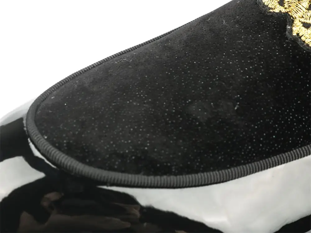 XQWFH/Мужские модельные туфли; Черный мотив вышитый бархат; лоферы; Мужская Свадебная обувь; размеры 5,5-13,5