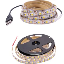 Fita adesiva de led dc 5 volts usb, interface led smd 5050 fita luz de tira 50cm 1m 2m 3m 4m 5m 60leds/m luzes de mesa de tv, branco quente vermelho