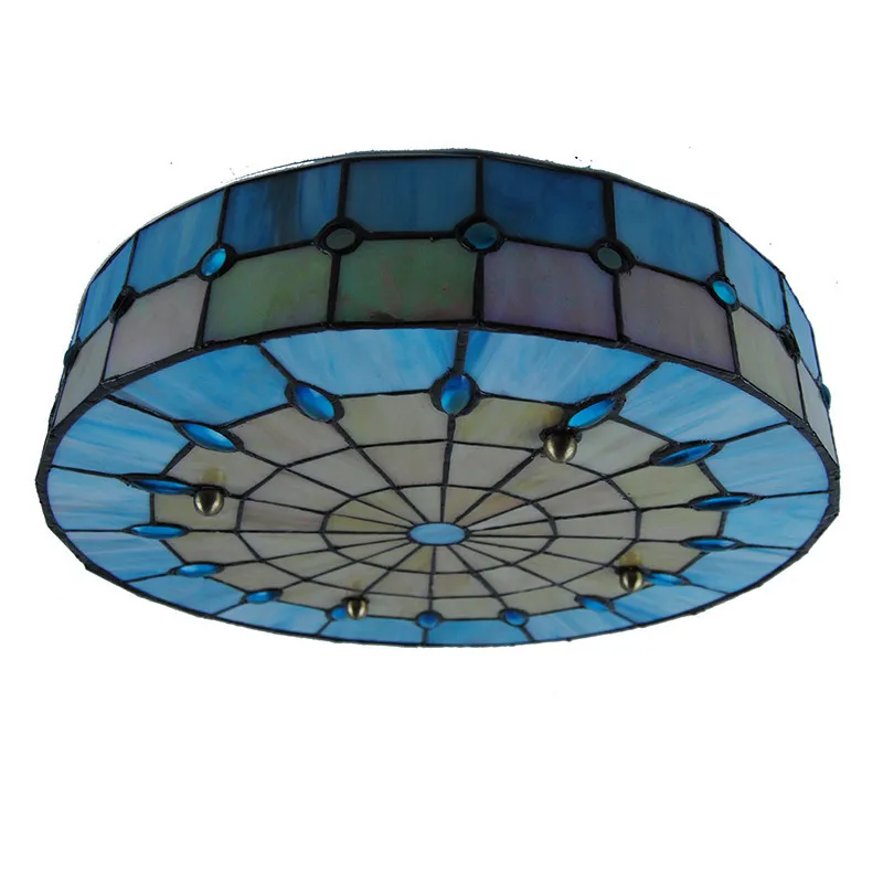 Flush Mount Ceiling Light Promotion For Promotional Modern Style 3 Lamps Drum Ceiling Light Vinage Simple Stained Glass Flush Mount Lamp Fixtures For Cafe Restaurant Cl261