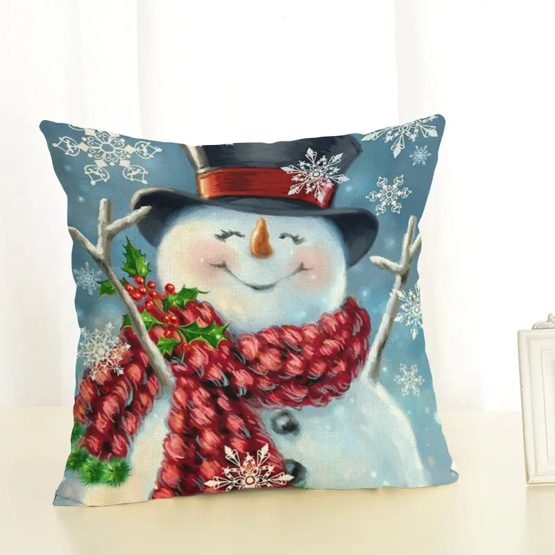Новогодние рождественские украшения для дома Adornos De Navidad, аксессуары для украшения дома, натальная наволочка для подушки, снеговик, игра