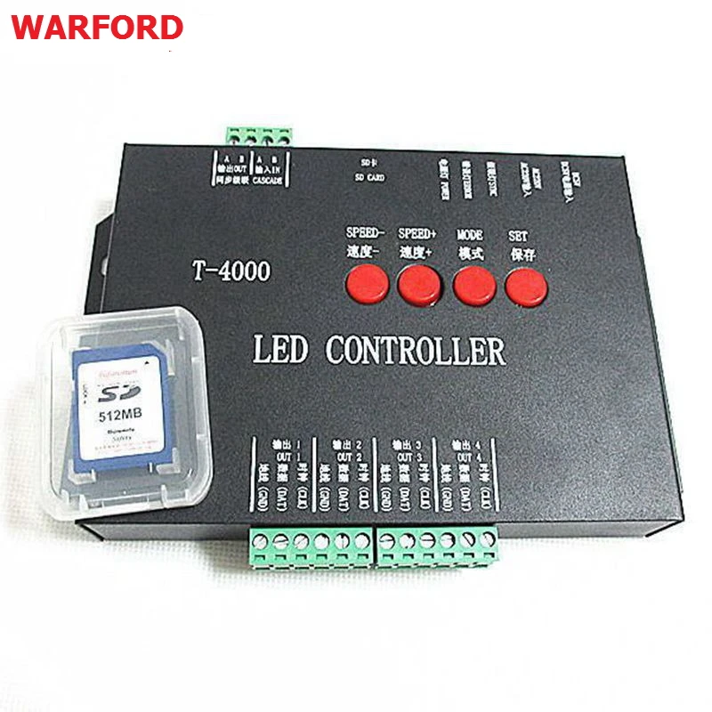 

T4000 AC RGB SD LED controller For APA106 WS2801 LPD8806 WS2812B WS2811 RGB strip DMX512 LED PIXEL