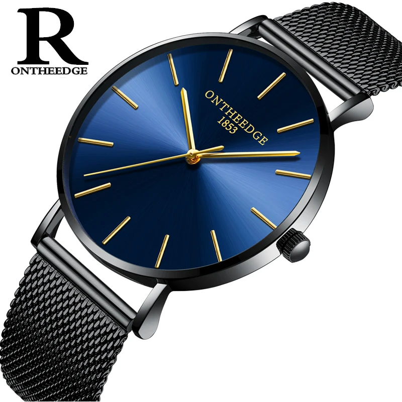 

2018 New Stainless Steel Watch Men With Milanese Mesh Band PVD Black Color Navy Blue Simple Military Quartz Relogio Masculino