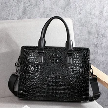 BAQI Men Handbags Men Briefcase Bag Alligator Pattern Cow Leather Man Shoulder Messenger Bag High Quality Computer Business Bag wmnuo men briefcase bag handbag crocodile pattern cow leather man shoulder messenger bag password lock men computer business bag