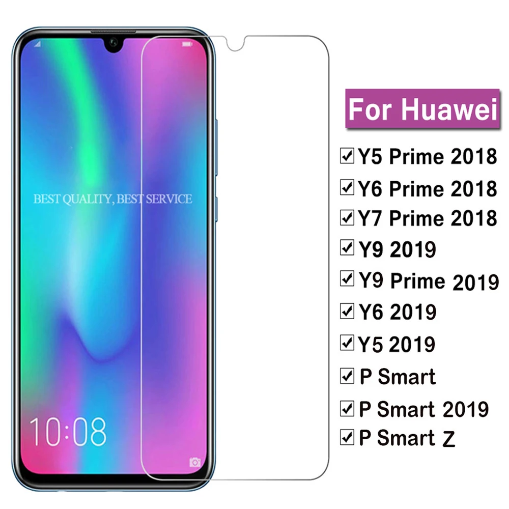 

2Pcs Tempered Glass For Huawei Y9 Y5 Y6 2019 Y7 Prime 2018 Screen Protector glass on For Huawei Y9 Y6 P Smart Z 2019 Glass
