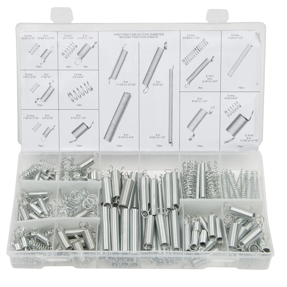 

200 PCS Steel Spring Electrical Hardware Spring Drum Extension Tension Springs Pressure Suit Muelles Metal Assortment