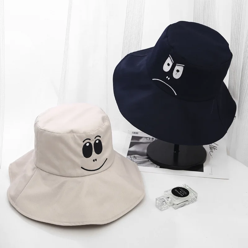 Sad Bucket Hat кепка со смайликом Pop Eye складное ведро уличное черное Корейская женская