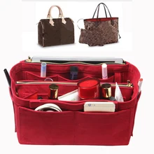 Customizable Velvet Bag Organizer Tote Purse Insert/Cosmetic Makeup Diaper Belongings/Multi Pocket Bag in Bag Organizer For Tote