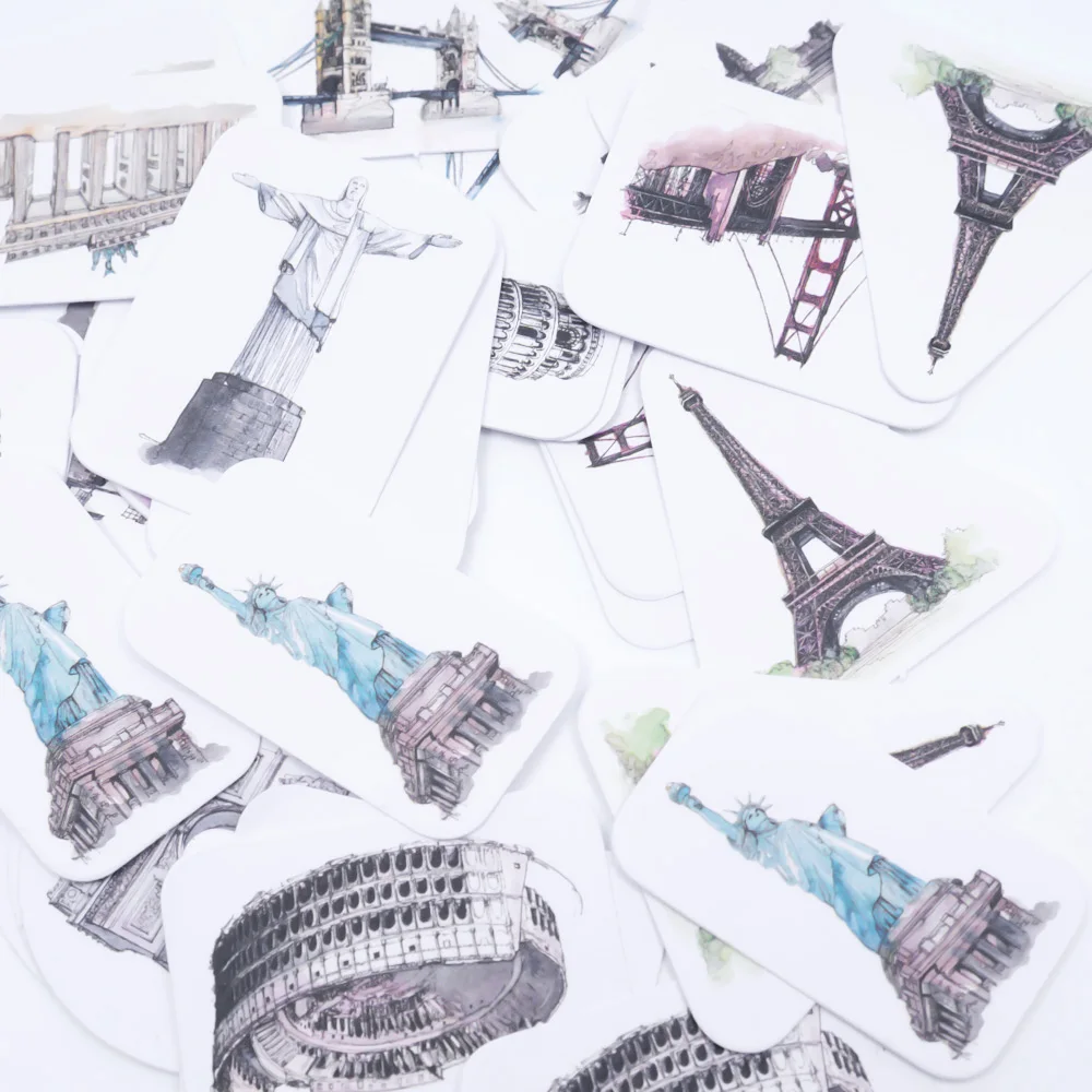 

45Pcs/lot Creative The World's Logo Building Mini Paper Sticker Decoration Diy Ablum Diary Scrapbooking Label Stationery Set
