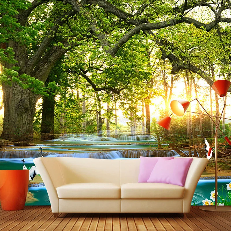 

Custom Photo Wallpaper Forest Stream Creek Landscape Large Mural Bedroom Living Room Background Waterproof Fresco 3D Wall Paer