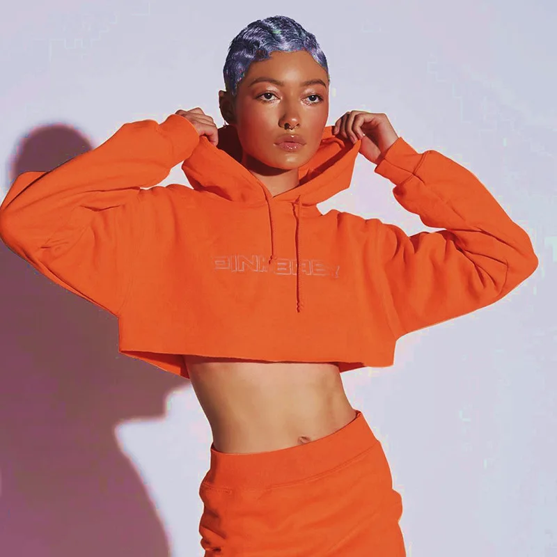 Топы Спортивные женская спортивная одежда новое поступление сексуальные для фитнеса, йоги, бега, байкерские спортивные толстовки с буквенным принтом - Цвет: Orange Tops