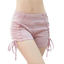 Мягкие хлопковые шорты для йоги, с боковой шнуровкой, регулируемая длина, шорты для тренировок, женские ребристые бесшовные шорты для спортзала, фитнеса, спорта