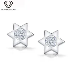 DOUBLE-R натуральная 0.07ct Серьги с алмазами Для женщин 925 Silver Star Серьги-гвоздики Рождественский подарок Ювелирные украшения CAE01847SA-1