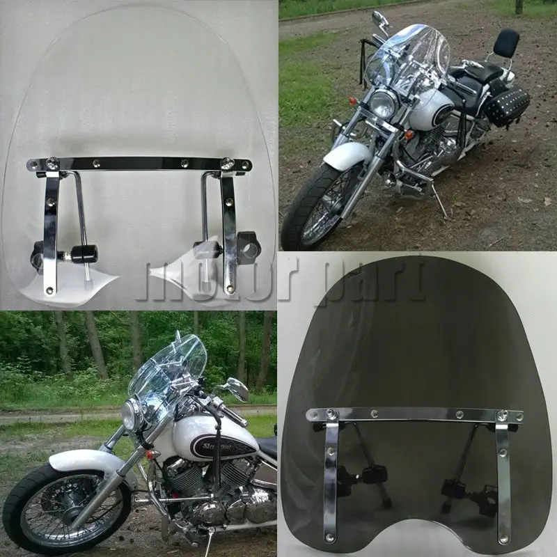 Large 19/"x17/" Smoke Windshield For Harley Honda Suzuki Yamaha Cruiser motorcycle