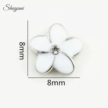 

20PCS Wholesale 3Colors 8*8MM Rhinestone Enamel Flower Floating Locket Charms for Glass Locket Jewelry Making