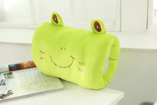 Многофункциональная мягкая подушка для рук 30x20 см с милым мультяшным котом и лягушкой, игрушка из полипропилена и хлопка, наполнение автомобиля, Офисная грелка для рук, подушка - Цвет: Frog