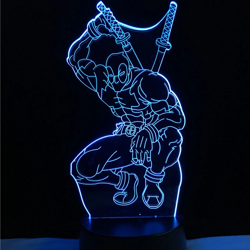 HOT Movie Figure 3D USB LED Table Lamp Marvel Anti hero Deadpool