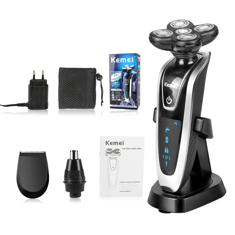 

Kemei 3 in1 Electric Shaver Multifunctio Rechargeable 5 Blade Washabl Shaving Razors Men Face Care 5D Floating 5886