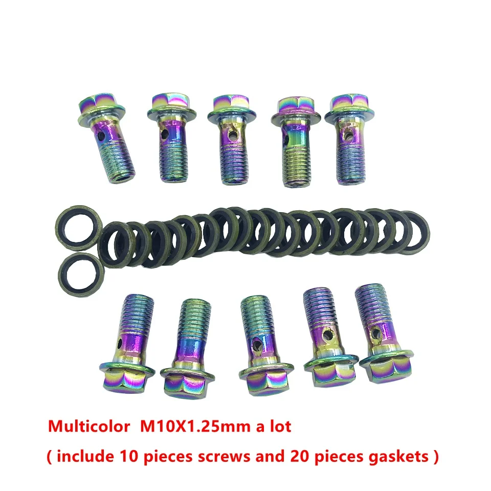 Мотоциклетный тормозной суппорт банджо болт слив масла винт/полый винт m10x1.25 мм m10x1мм для тормозного шланга суппорт главный цилиндр - Цвет: Multicolor A