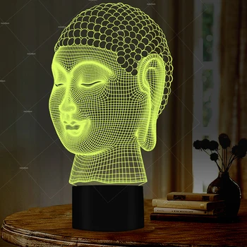 

The figure of Buddha 3D illusion night lights 7 changing colors for boys kids room desk lamp as Creative gifts and decor