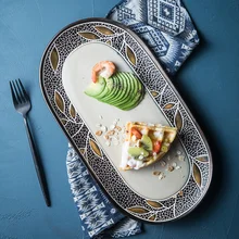 EECAMAIL Европейский стиль керамики посуда креативная большая тарелка для рыбы овальная тарелка индивидуальность Ретро западные блюда для дома еда блюда