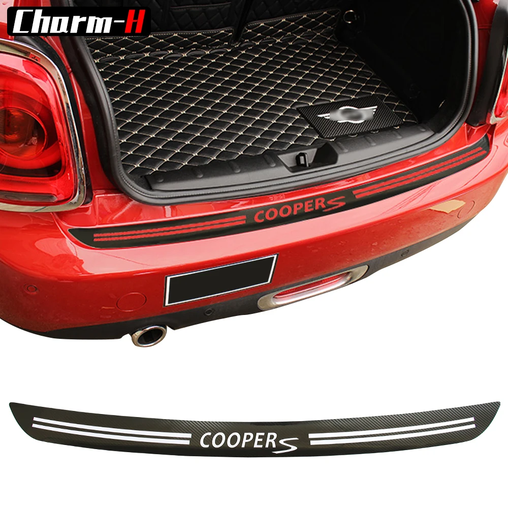 5D carbon fibre Vinyl Car rear bumper Trunk load edge Protector guard Trim Decal stickers for MINI Cooper S JCW R56 Cabrio R57