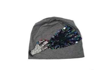 

B179124 new spring fashion mix color applique hat,comfort cotton women beanie hair accessories crystal hand skullcap
