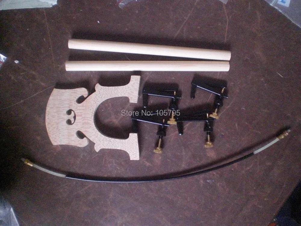 

1 PC Cello Bridge 4/4 with 4 PCs cello fine tuner and cello tail gut and 2 pcs cello sound post 11mm*18.5cm
