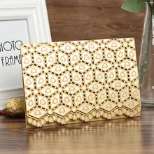 Свадебные пригласительные открытки высокого класса костюм лазерный вырез индивидуальный заказ цвета слоновой кости белый Многоцветный флэш-конверт и ремень