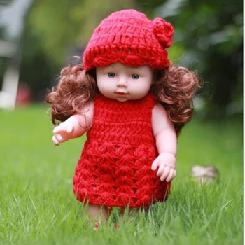 

30CM Soft Vinyl Reborn Baby Dolls Girls Gifts Toys with Red Knitted Dress