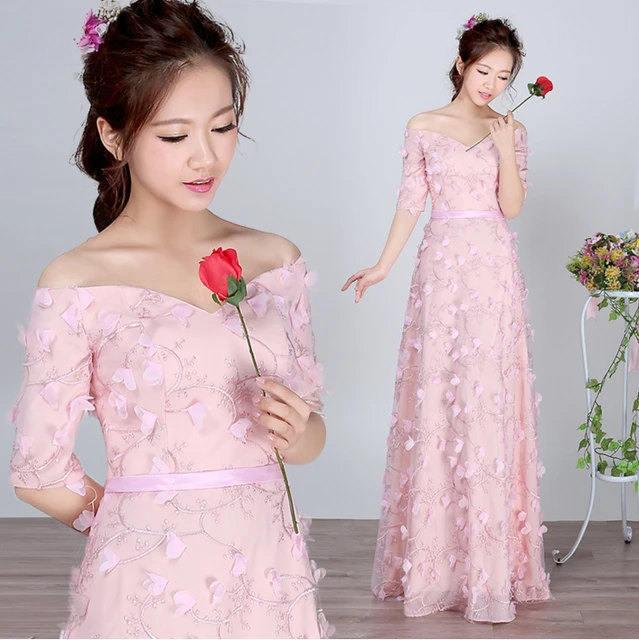 pastel de flores de color rosa claro de dama de honor vestidos de
