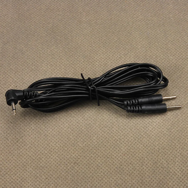 Black Electro Shock Accessory Cable For Penis Ring Anal Plug 2 Needles 