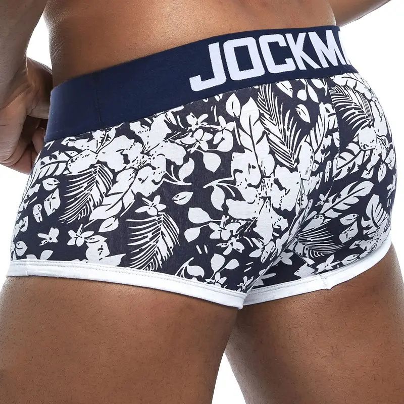 JOCKMAIL, новинка, мужские боксеры, Cueca Pomo, листья, цветочный принт, боксеры, шорты, выпуклый мешочек, трусы для геев, мужские трусы, s нижнее белье, боксеры