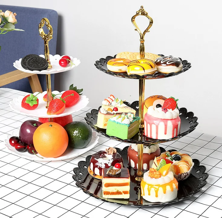 

European Three-layer Fruit Plate Dessert Tray Candy Dishes Cake Rack Buffet Display Rack Home Table Decor Wedding Party LF34