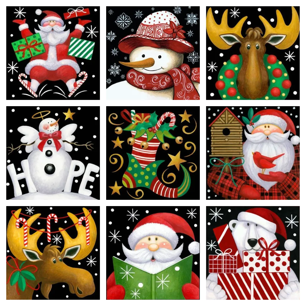 HUACAN-Diamond-Painting-Christmas-Cards-Full-Square-Diamond-Embroidery-Santa-Claus-Picture-Of-Rhinestone-Snowman-Decor (2)