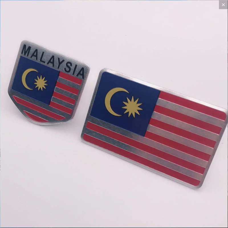 10PCS MALAYSIA Flag Badge Thin Aluminium Label Emblem