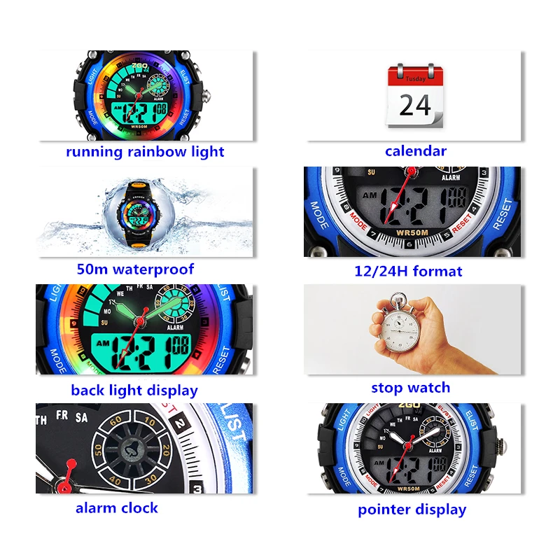Fashion Sport Student Children Watches Kids Wrist Watch Gift For Boys Girls Child Clock LED Digital Electronic Wristwatch 2018