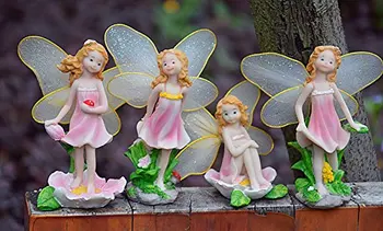 

Ankoow 4Pcs Flower Angels Fairy Garden Miniatures Decorations Resin Crafts Micro Landscapes DIY Dollhouse Bonsai Figurine Gifts