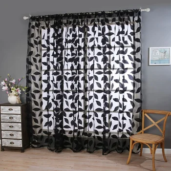 

Modern curtain 3D leaves Printed curtains tulle For Living Room Bedroom Kitchen Window Screenings Panel window fabric curtains