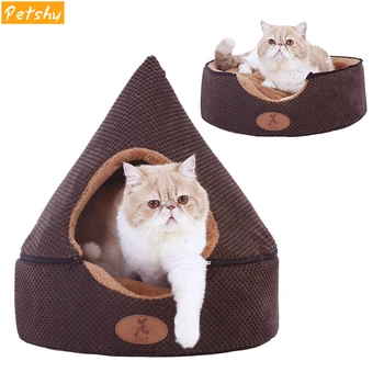 

Petshy Pet Dog Cat Tent Bed House Washable Dirt-Resistant Soft Small Medium Dogs Kennel Nest Winter Warm Plush Cat Cave Cushion