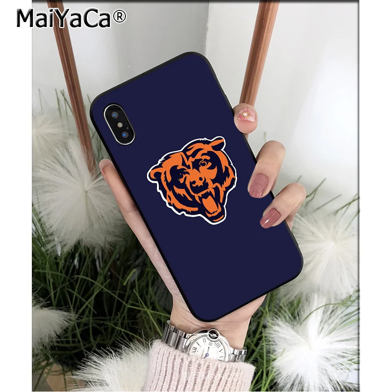 MaiYaCa Chicago Bears мягкий, силиконовый, из ТПУ черный чехол для телефона Apple iPhone 8 7 6 6S Plus X XS MAX 5 5S SE XR чехол