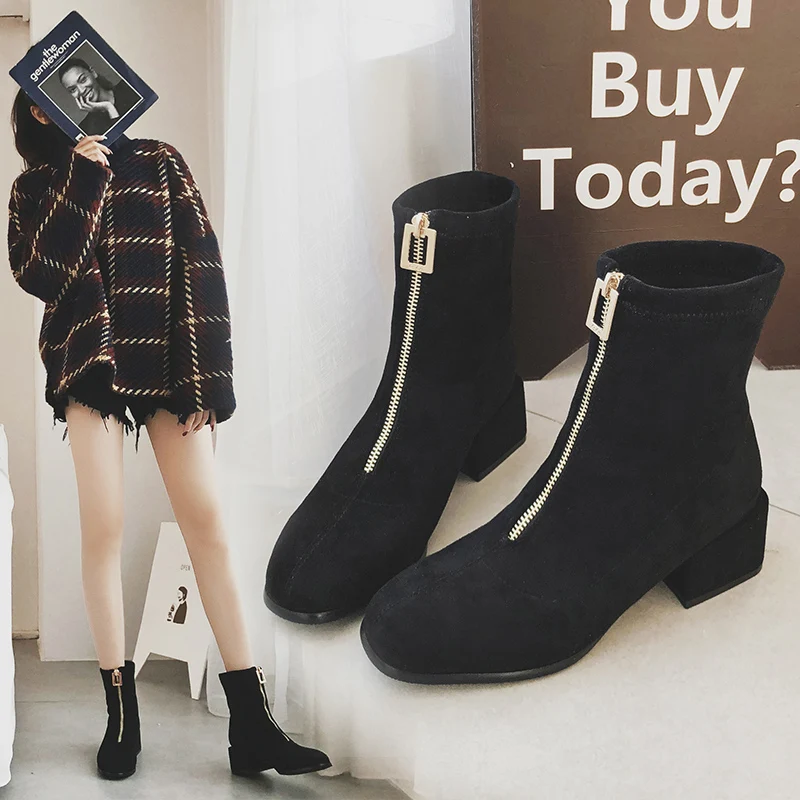 

MYCOLEN Genuine Leather Motorcycle Boots Chelsea Boot Flat Heel Boots Woman 2018 New Autumn Winter Shoes Women Buty Damskie